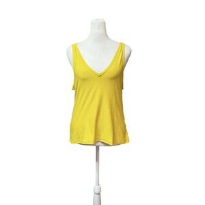 Beyond Yoga Womens Sz Small Yellow Double V-Neck So Soft Activewear Tank Top NEW